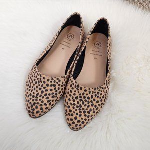Addition Elle Pointed Toe Slip On Flats Leopard Animal Print Size 9 Wide Width